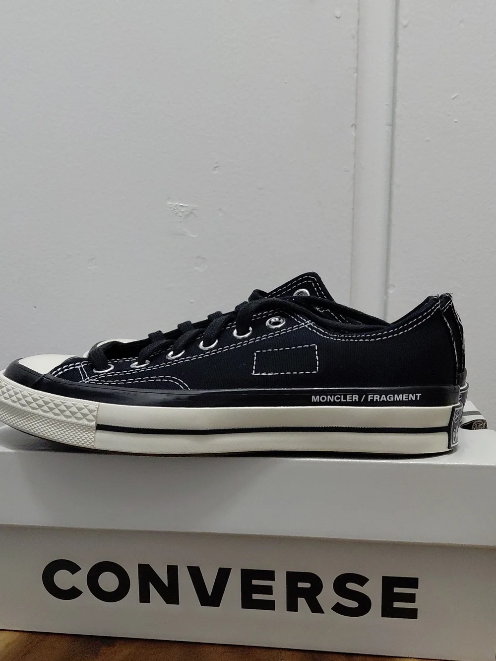 Moncler Black & White Low-Top Canvas Sneakers